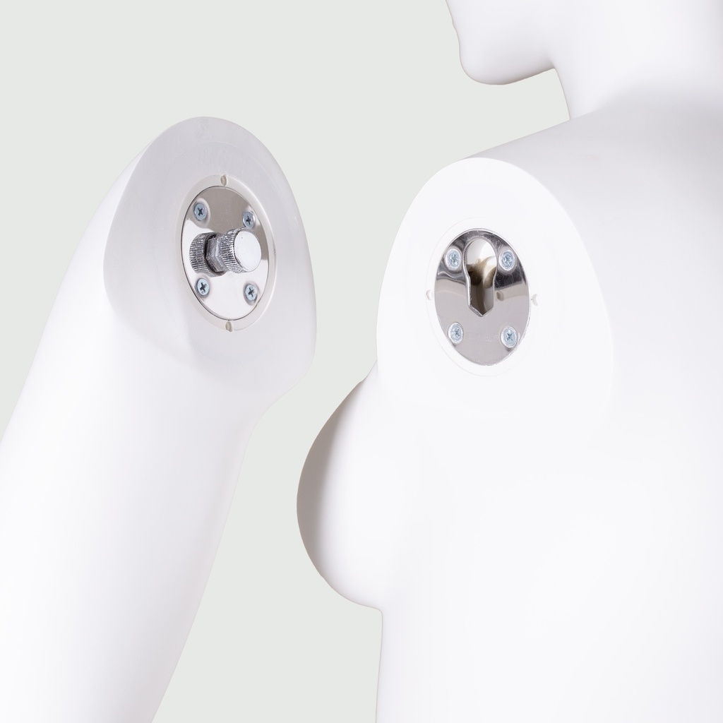BINK - Maniquí mujer talla grande, cabeza semiabstracta, talla 44EU, blanco mate, postura de pie 08