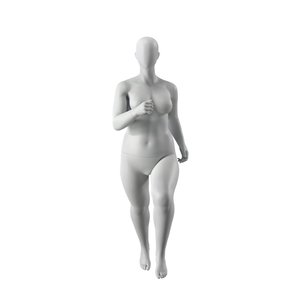 BINK - Running plus size sport mannequin, female, grey, abstract head, standing pose 32