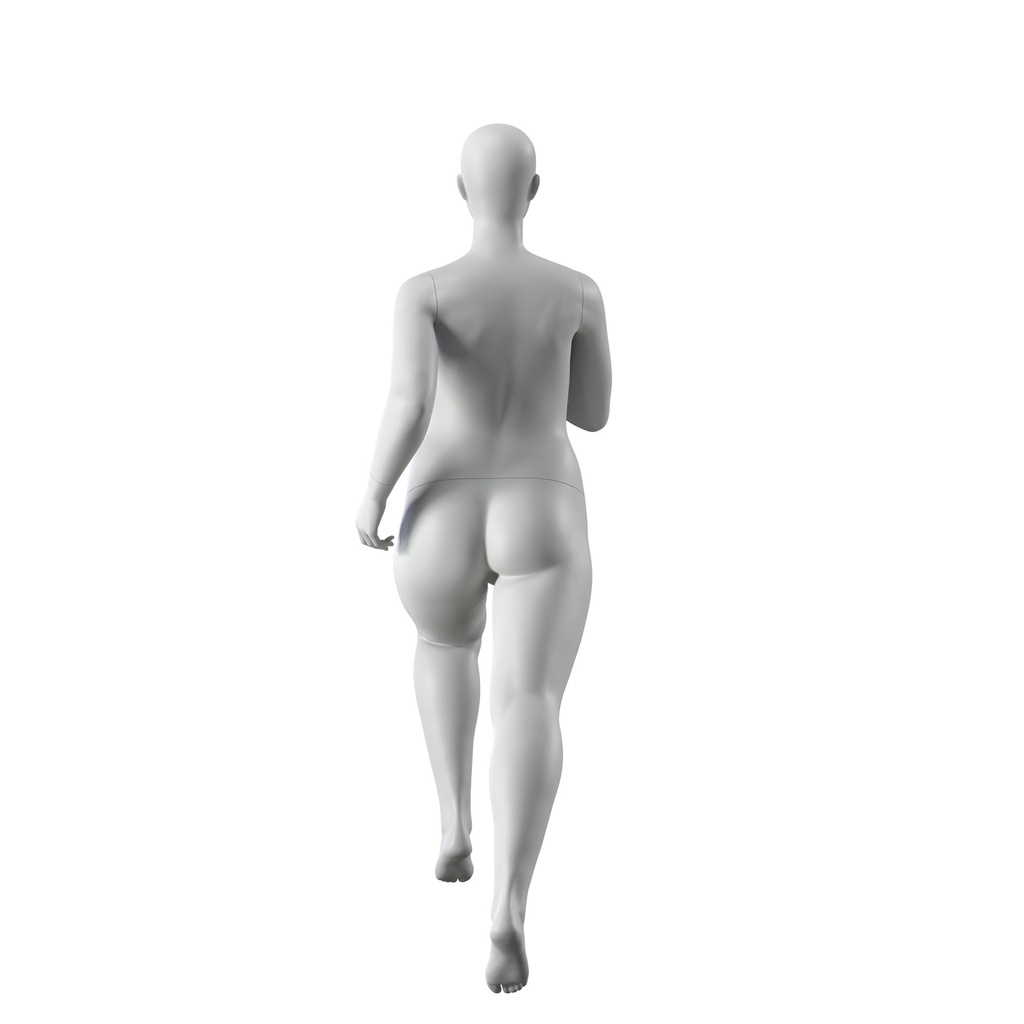 BINK - Running plus size sport mannequin, female, grey, abstract head, standing pose 32