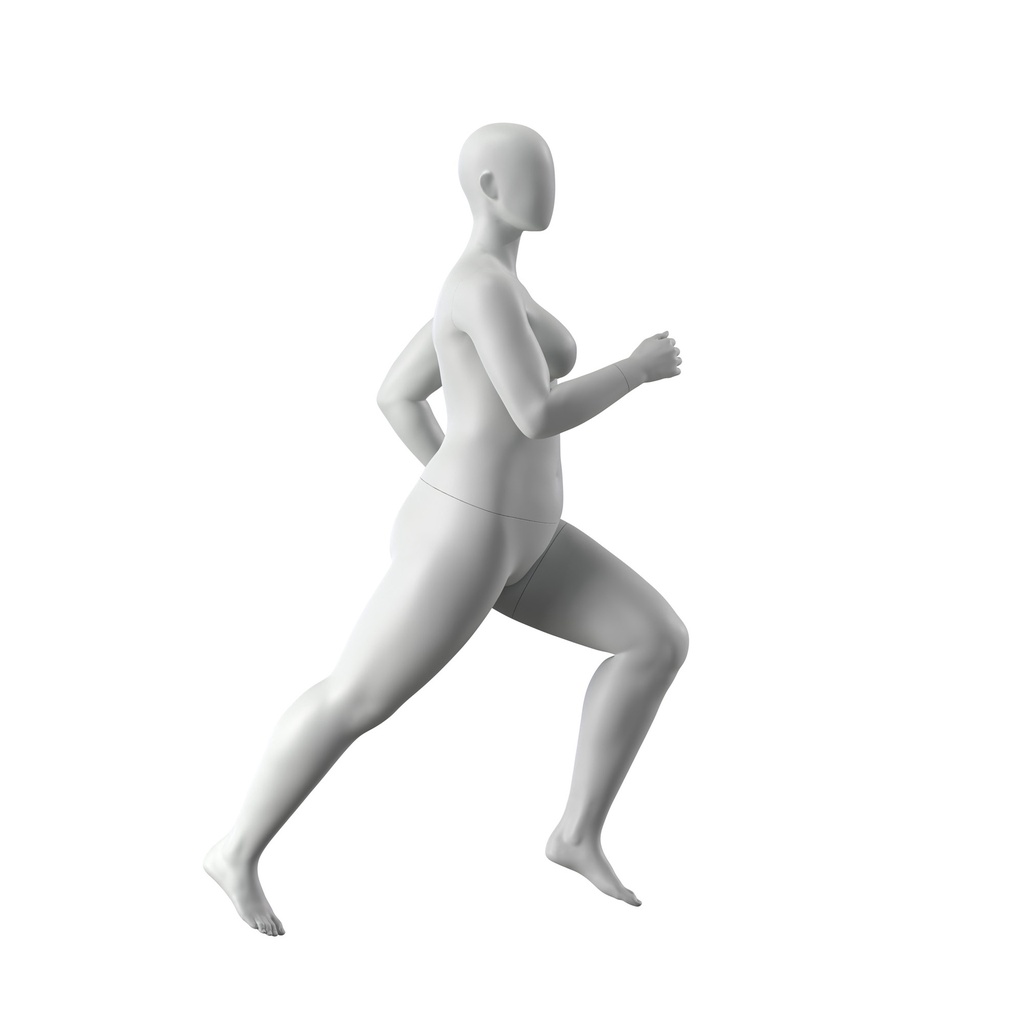 BINK - Running plus size sport mannequin, female, grey, abstract head, standing pose 32