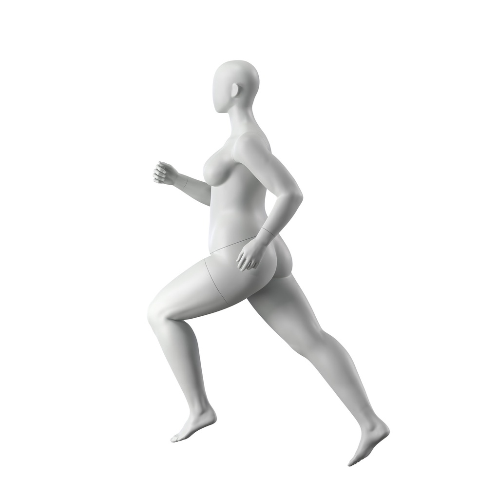 BINK - Running plus size sport mannequin, female, grey, abstract head, standing pose 32