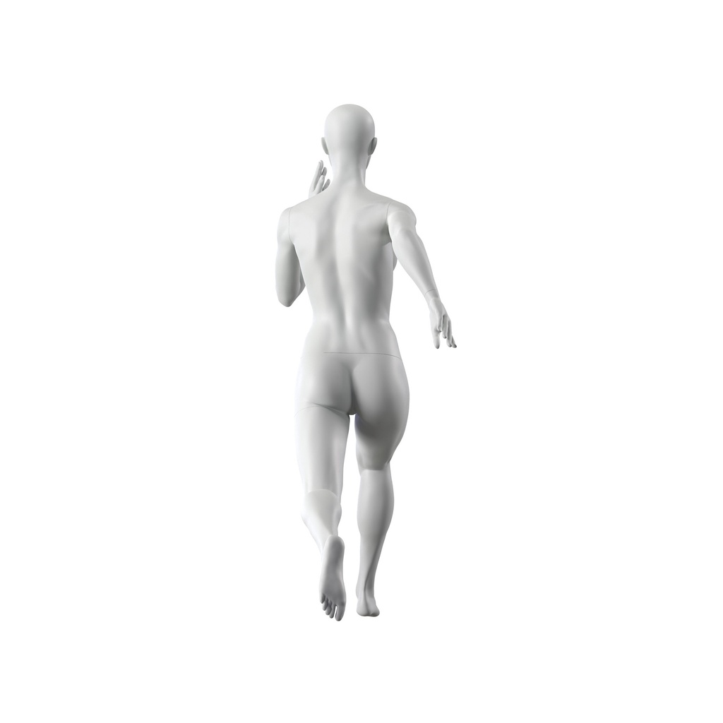 BINK - Sprinting sport mannequin, female, grey, abstract head, standing pose 25