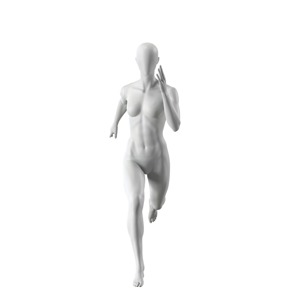 BINK - Sprinting sport mannequin, female, grey, abstract head, standing pose 25