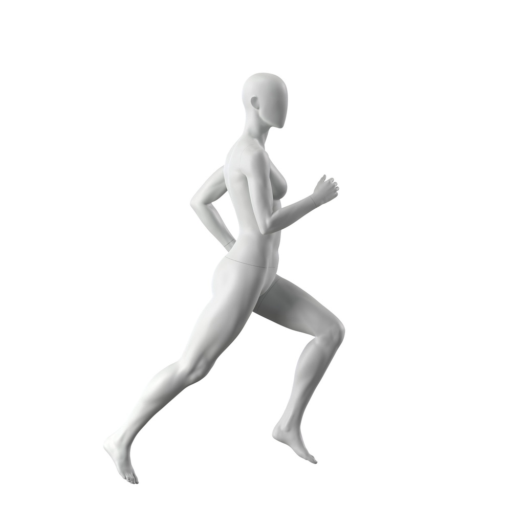 BINK - Running Schaufensterpuppe Dame, grau, abstrakter Kopf, stehende Pose 04