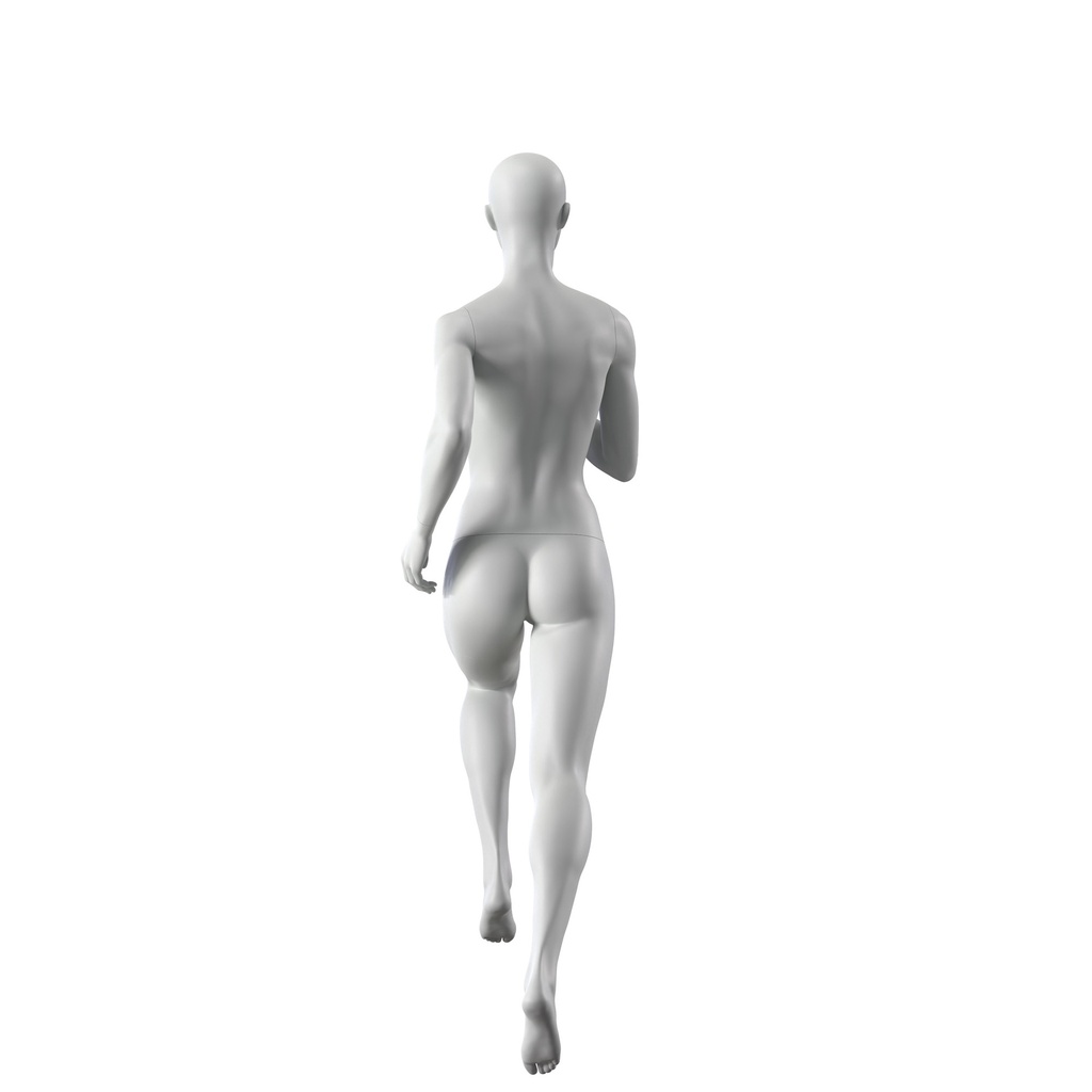 BINK - Running Schaufensterpuppe Dame, grau, abstrakter Kopf, stehende Pose 04