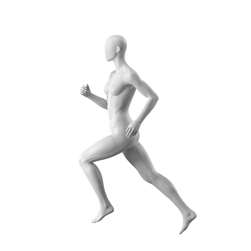 BINK - Running Schaufensterpuppe Dame, grau, abstrakter Kopf, stehende Pose 04