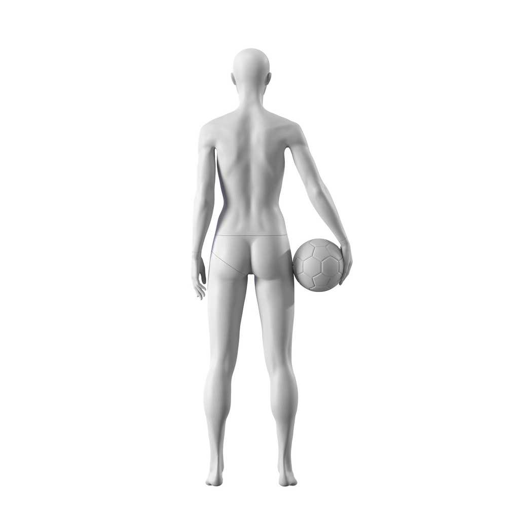 BINK - Voetbal sport dames mannequin, grijs, abstract hoofd, staande pose 16
