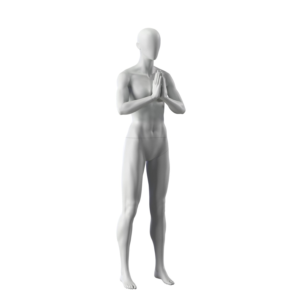 BINK - Yoga Schaufensterpuppe Dame, grau, abstrakter Kopf, stehende Pose 17