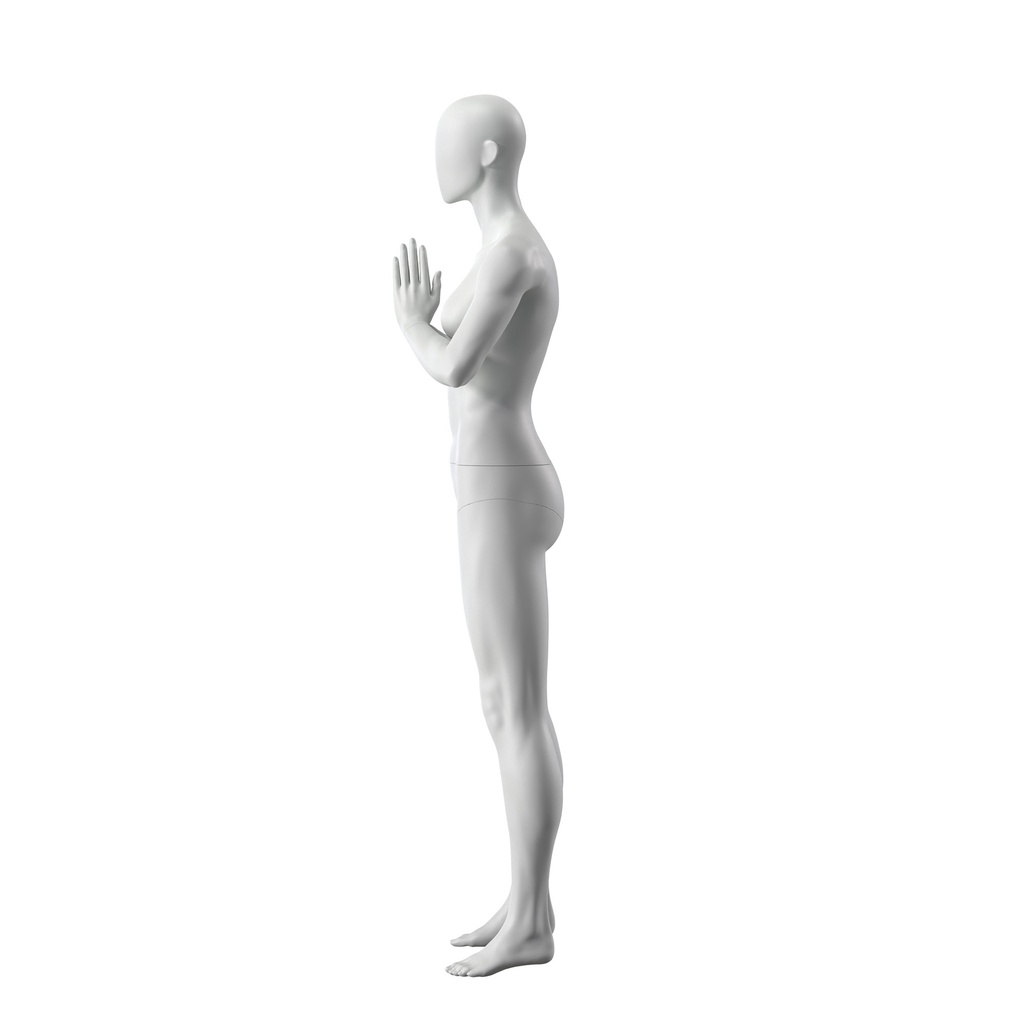 BINK - Yoga Schaufensterpuppe Dame, grau, abstrakter Kopf, stehende Pose 17