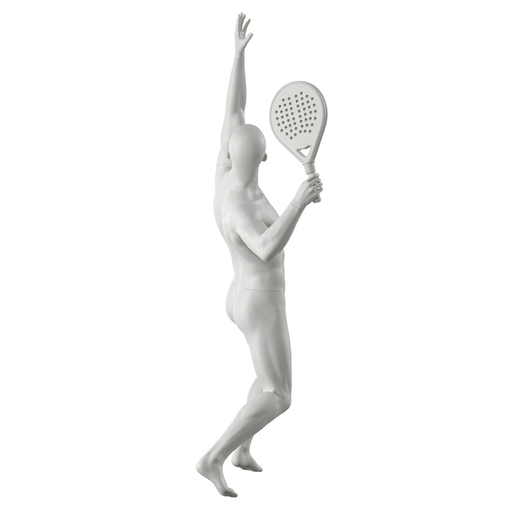 BINK - Tennis / Padel Schaufensterpuppe Herr, grau, abstrakter Kopf stehende Pose 313