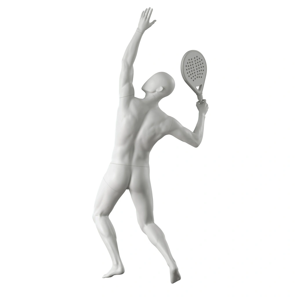 BINK - Tennis / Padel Schaufensterpuppe Herr, grau, abstrakter Kopf stehende Pose 313