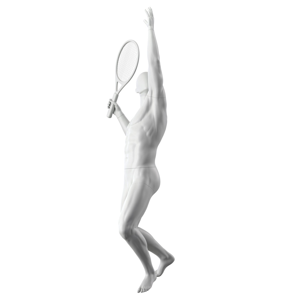 BINK - Tennis / Padel Schaufensterpuppe Herr, grau, abstrakter Kopf stehende Pose 313
