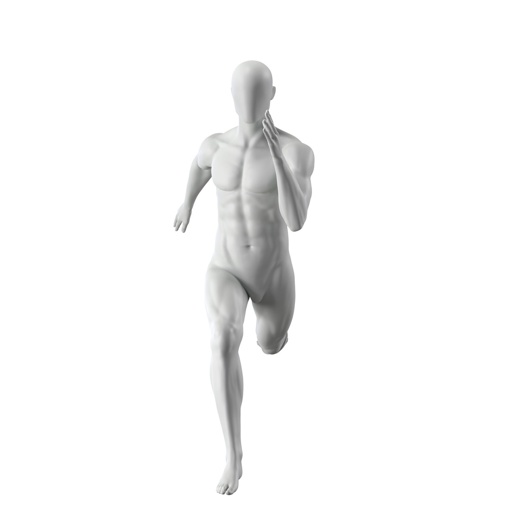 BINK - Running Schaufensterpuppe Herr mit Prothese bein, grau, abstrakter Kopf, stehende Pose 405
