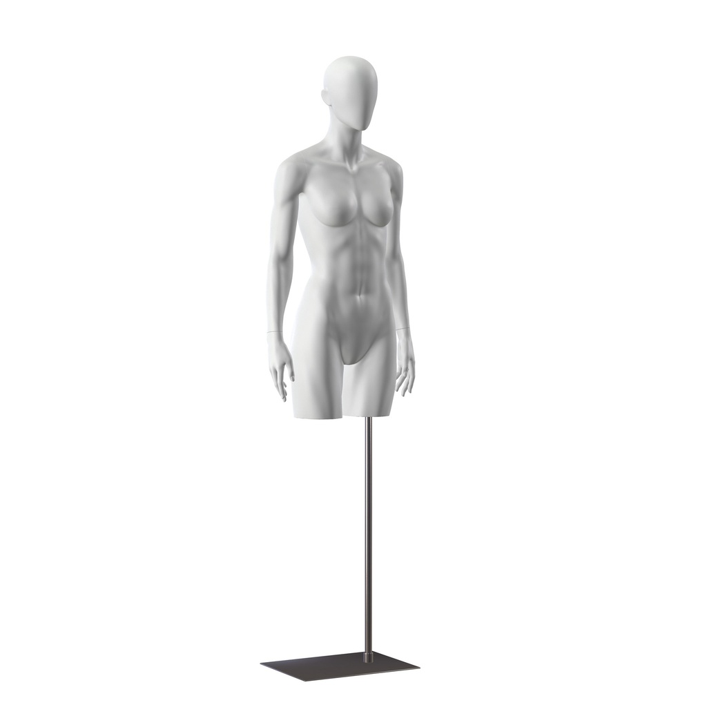 BINK - Sport torso with legs, female, grey, metal base, abstract head, pose 201