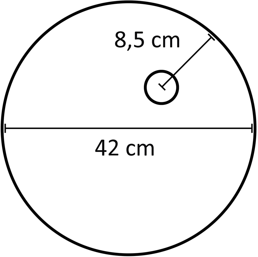 BINK - Round tempered glass base, dia 42 cm, M12 connector in chromed steel (8,5 cm)