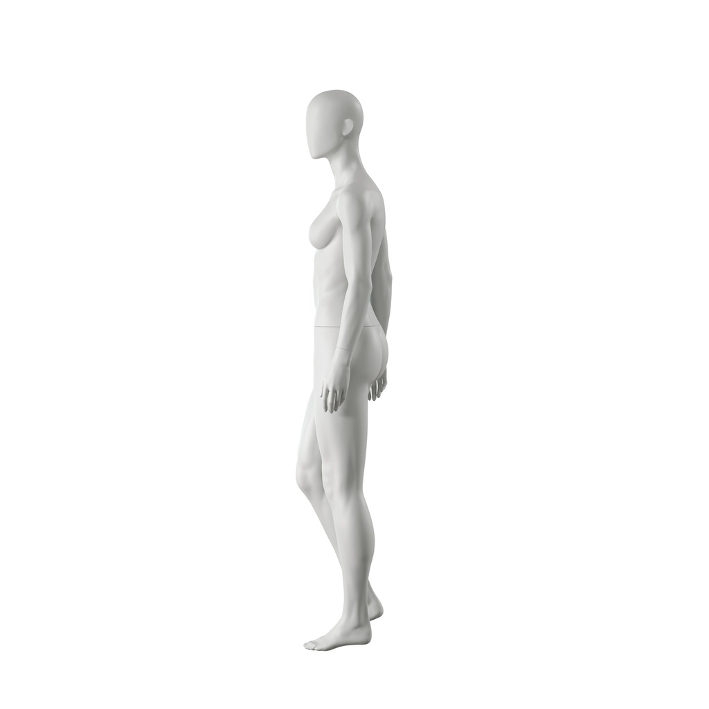 Sport dames mannequin, grijs, abstract hoofd, staande pose 52