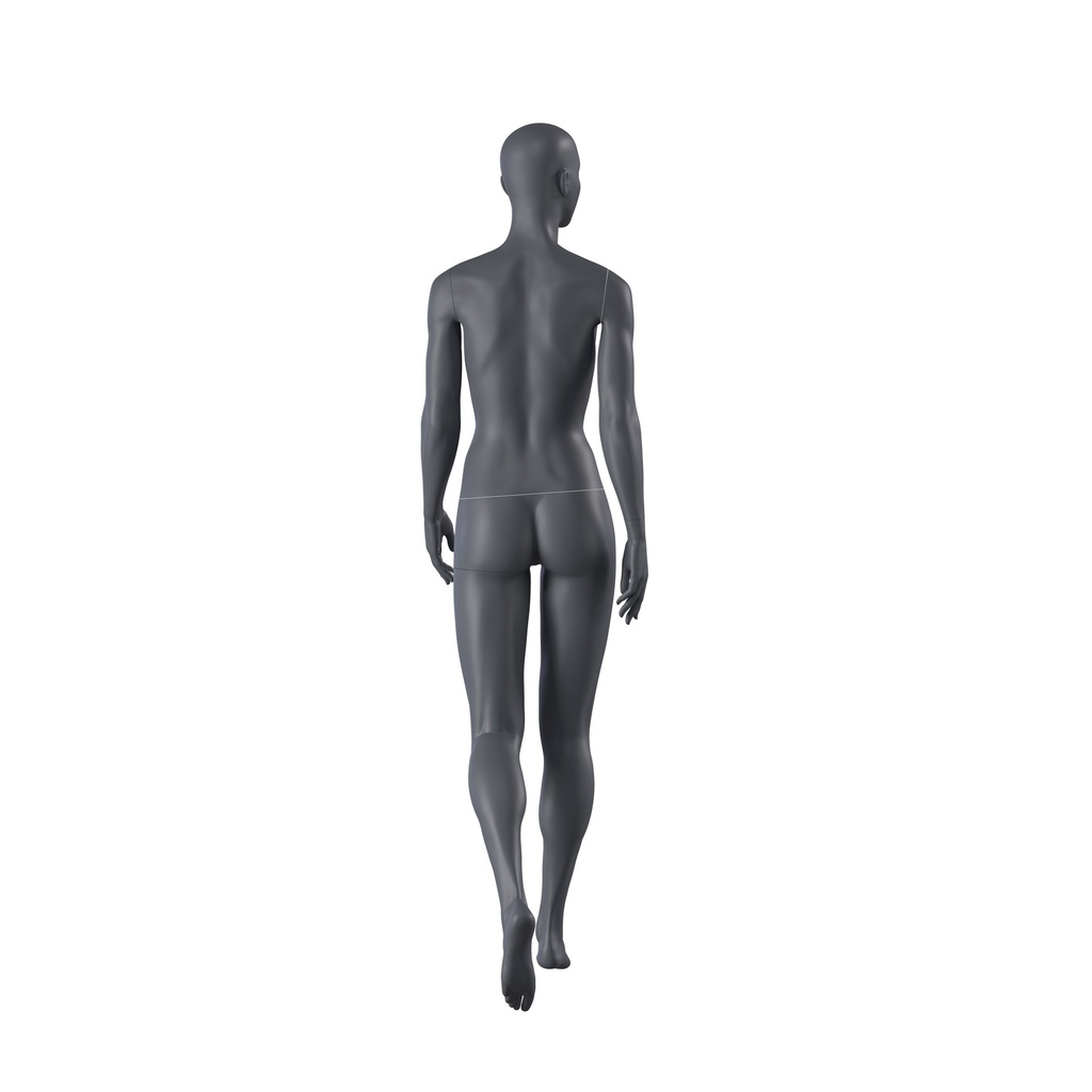 BINK - Sport dames mannequin, grafiet grijs, gestilleerd hoofd, staande pose 162 
