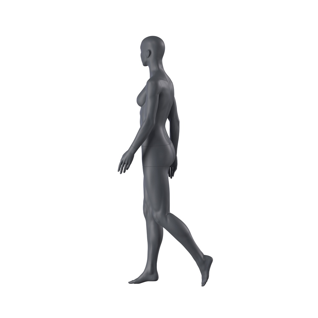 BINK - Sport dames mannequin, grafiet grijs, gestilleerd hoofd, staande pose 162 
