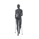 Trekking sport dames mannequin, grafiet grijs, gestilleerd hoofd, staande pose 161