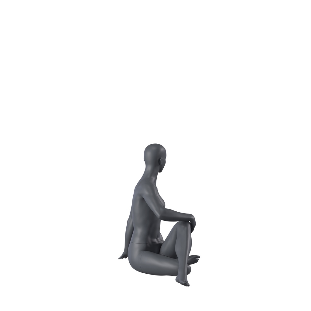 Yoga sport dames mannequin, grafiet grijs, gestilleerd hoofd, zittende pose 124