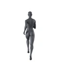 Lopende sport dames mannequin, grafiet grijs, gestilleerd hoofd, staande pose 04
