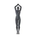 Duikende sport dames mannequin, grafiet grijs, gestilleerd hoofd, staande pose 24