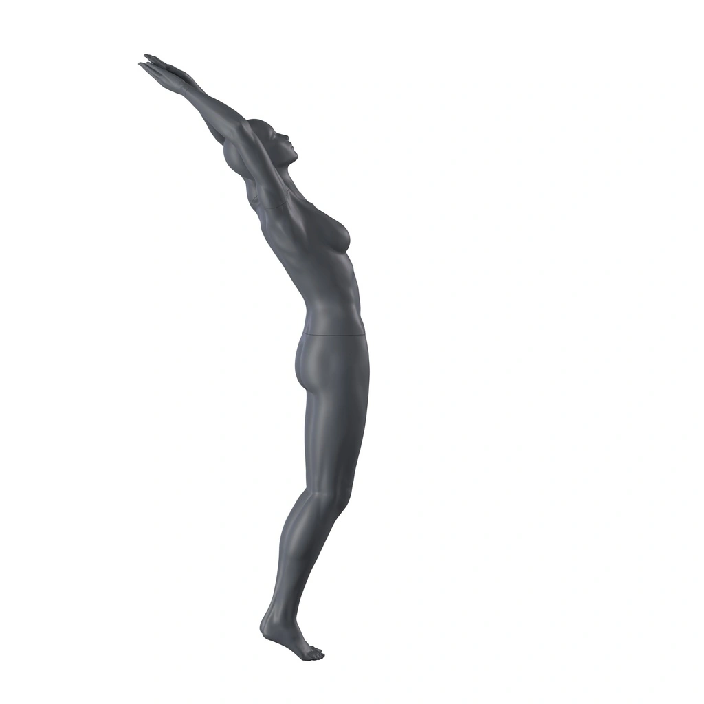 BINK - Mannequin sportif de plongée, femme, gris graphite, tête abstraite, pose debout 24