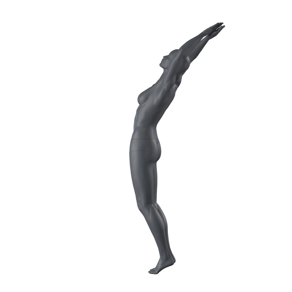BINK - Mannequin sportif de plongée, femme, gris graphite, tête abstraite, pose debout 24
