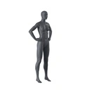 Sport dames mannequin, grafiet grijs, gestilleerd hoofd, staande pose 13