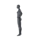 Sport dames mannequin, grafiet grijs, gestilleerd hoofd, staande pose 13