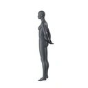 Sport dames mannequin, grafiet grijs, gestilleerd hoofd, staande pose 15