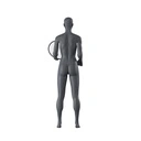 Sport dames etalagepop, tennis pose, grafiet grijs, gestilleerd hoofd, staande pose 02
