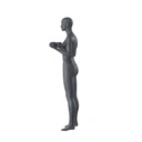 Kettlebell fitness dames mannequin, grafiet grijs, gestilleerd hoofd, staande pose 12