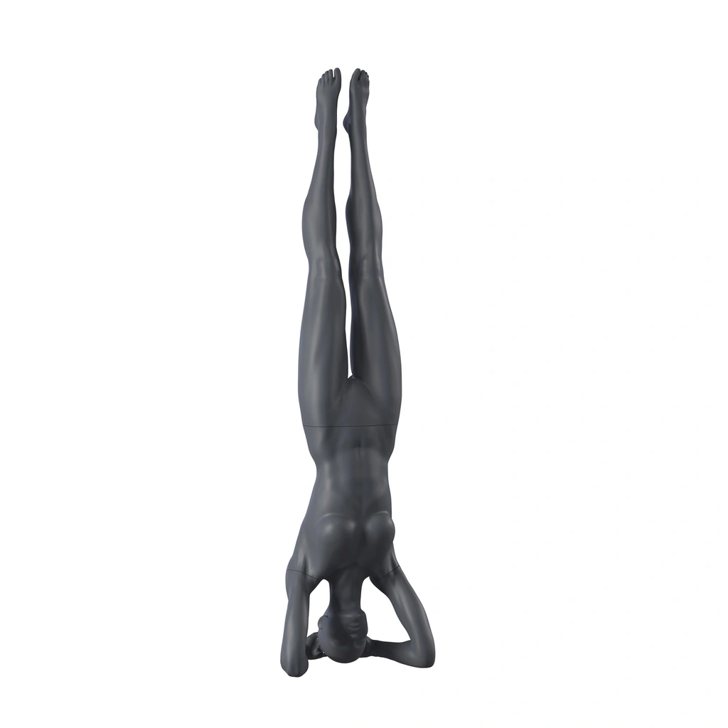 BINK - Mannequin sportif de yoga, femme, gris graphite, tête abstraite, pose 38
