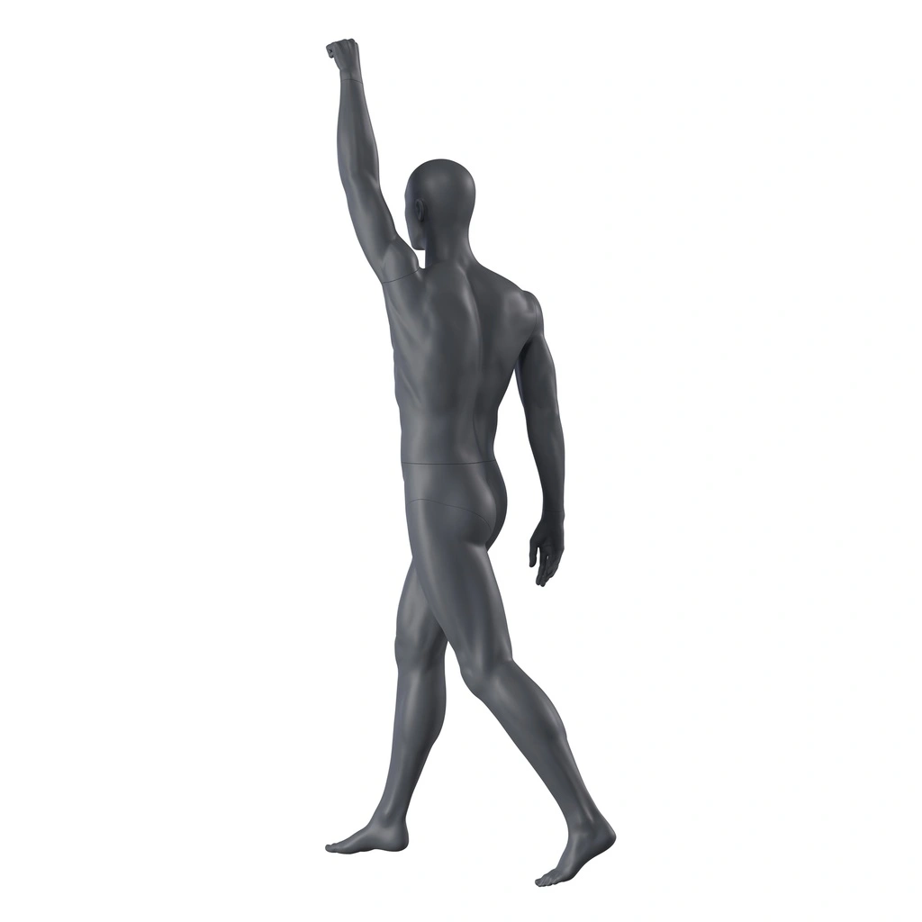 BINK - Cheering sport mannequin, male, graphite grey, stylised head, standing pose 306
