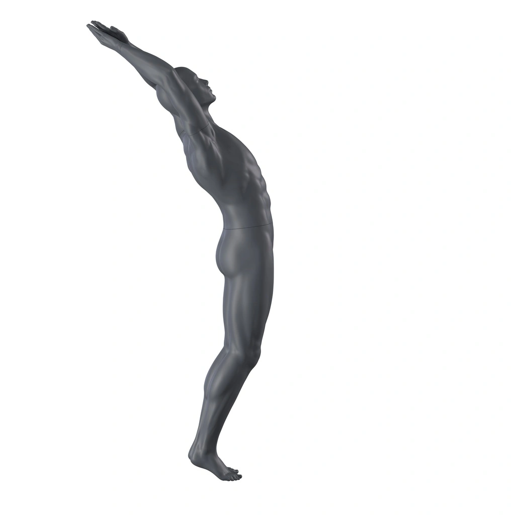 BINK - Mannequin sportif de plongée, homme, gris graphite, tête abstraite, pose debout 325