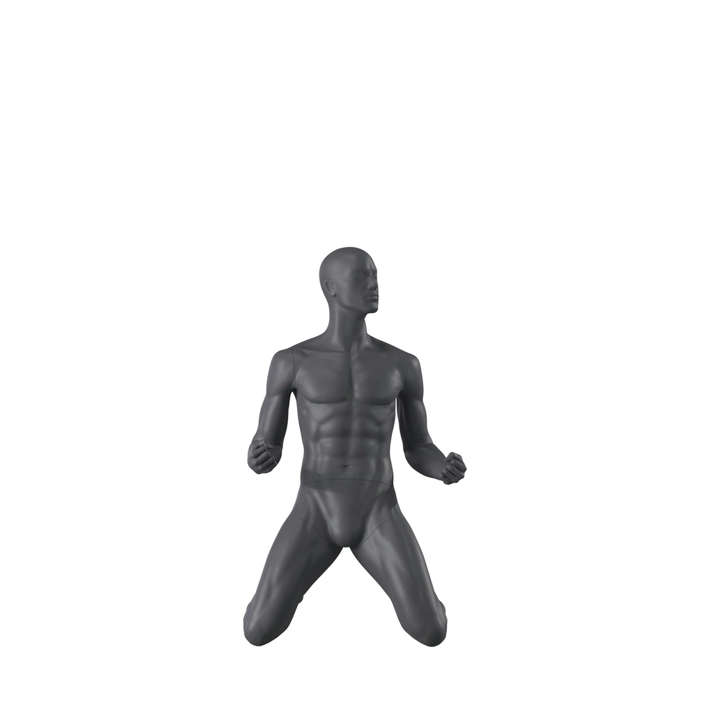 BINK - Winning sport mannequin, male, graphite grey, stylised head, seated pose 341
