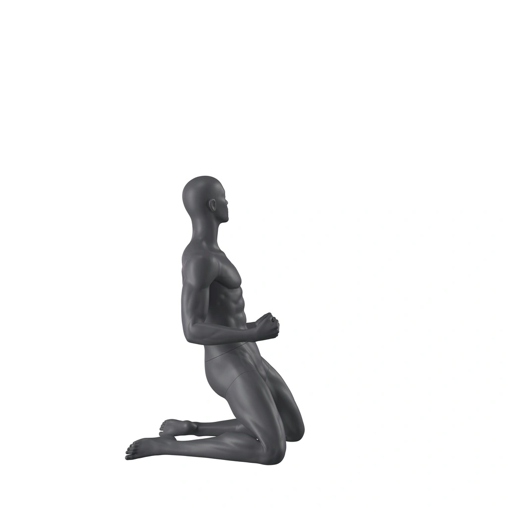 BINK - Winning sport mannequin, male, graphite grey, stylised head, seated pose 341