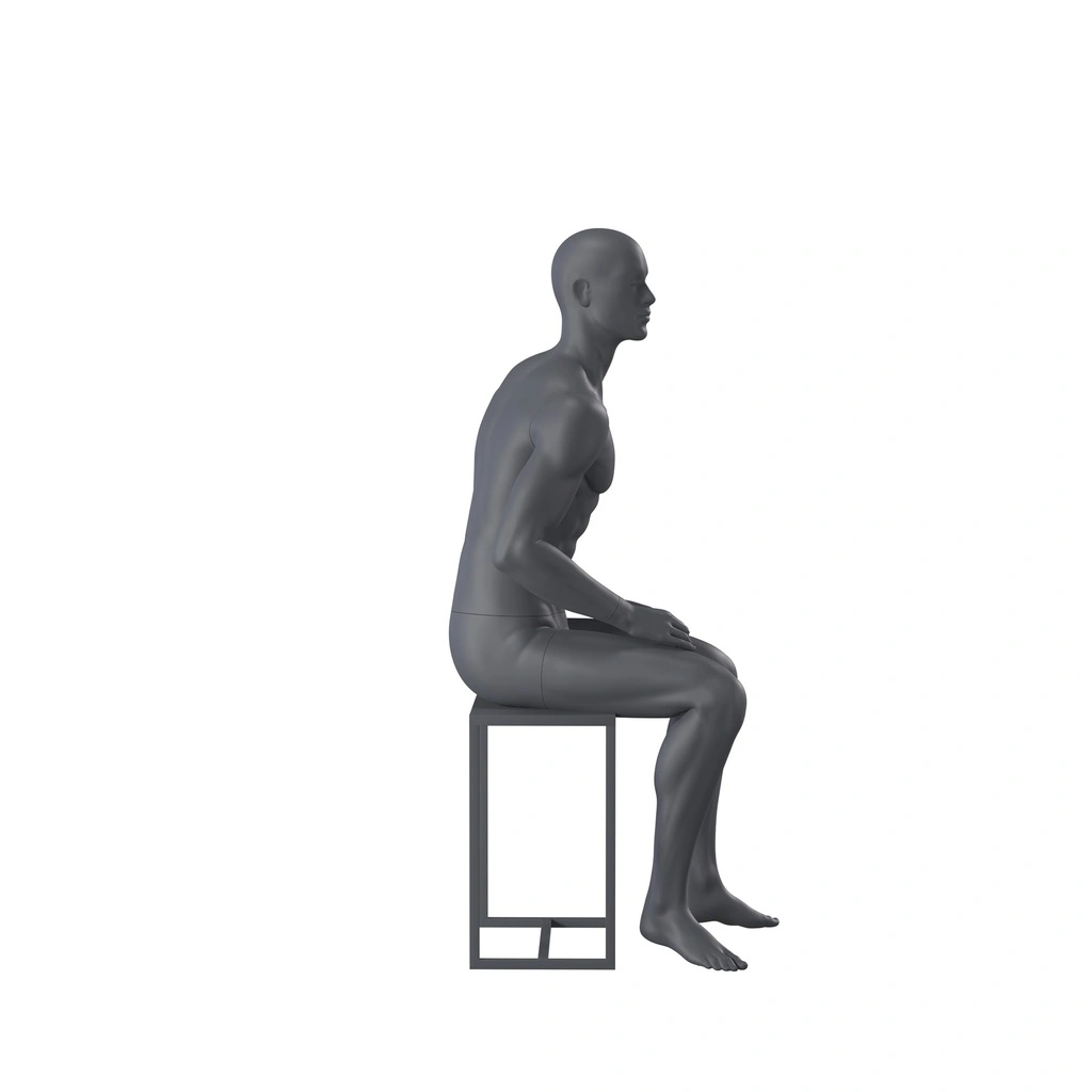 BINK - Sport Schaufensterpuppe Herr, graphitgrau, stillierten Kopf, sitzende Pose 365