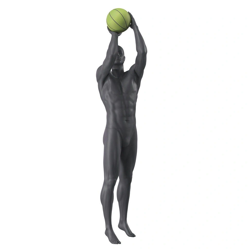 BINK - Basketball sport male mannequin, graphite grey, stylized head, standing pose 398