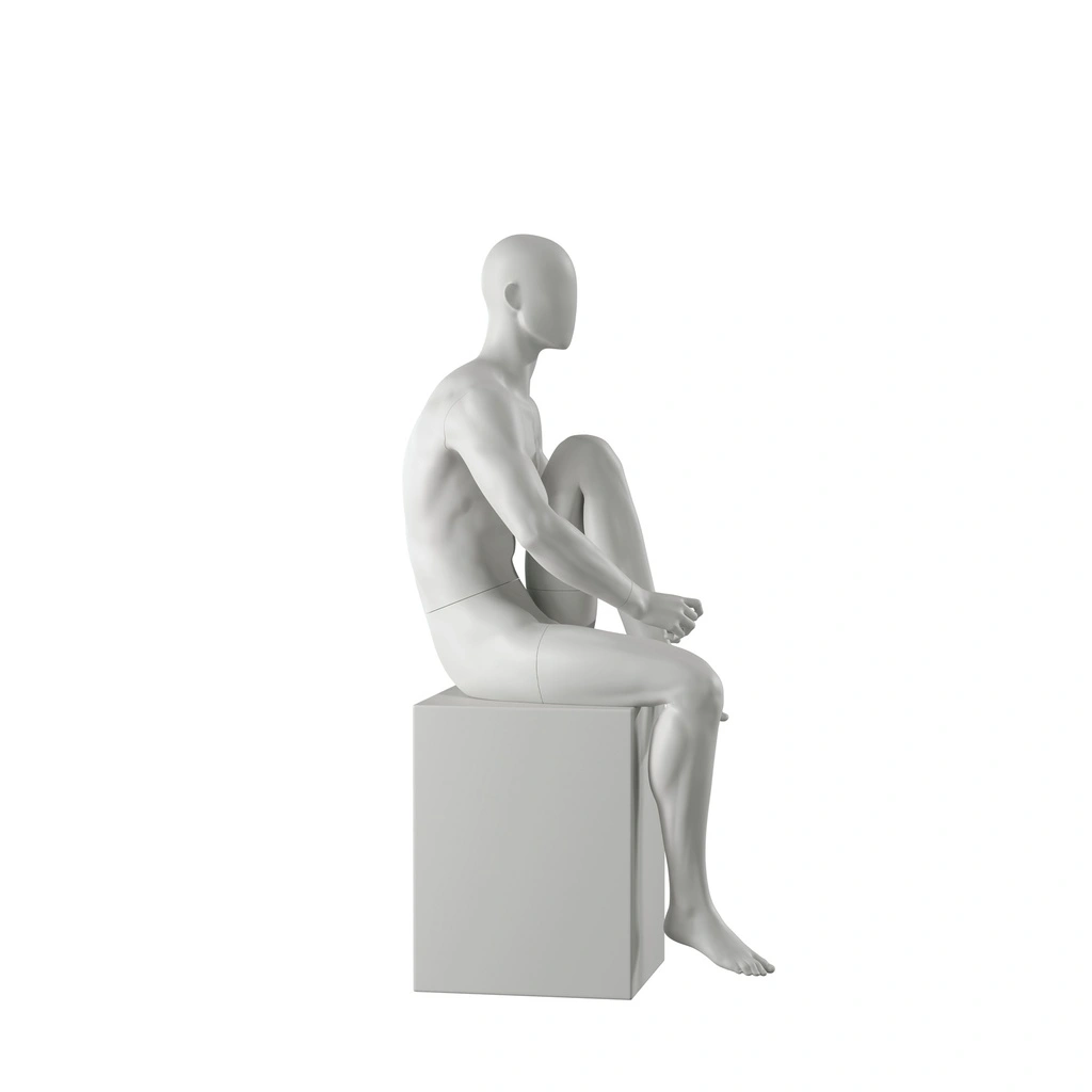 BINK - Mannequin sportif, homme, gris, tête abstraite, pose asisse 332