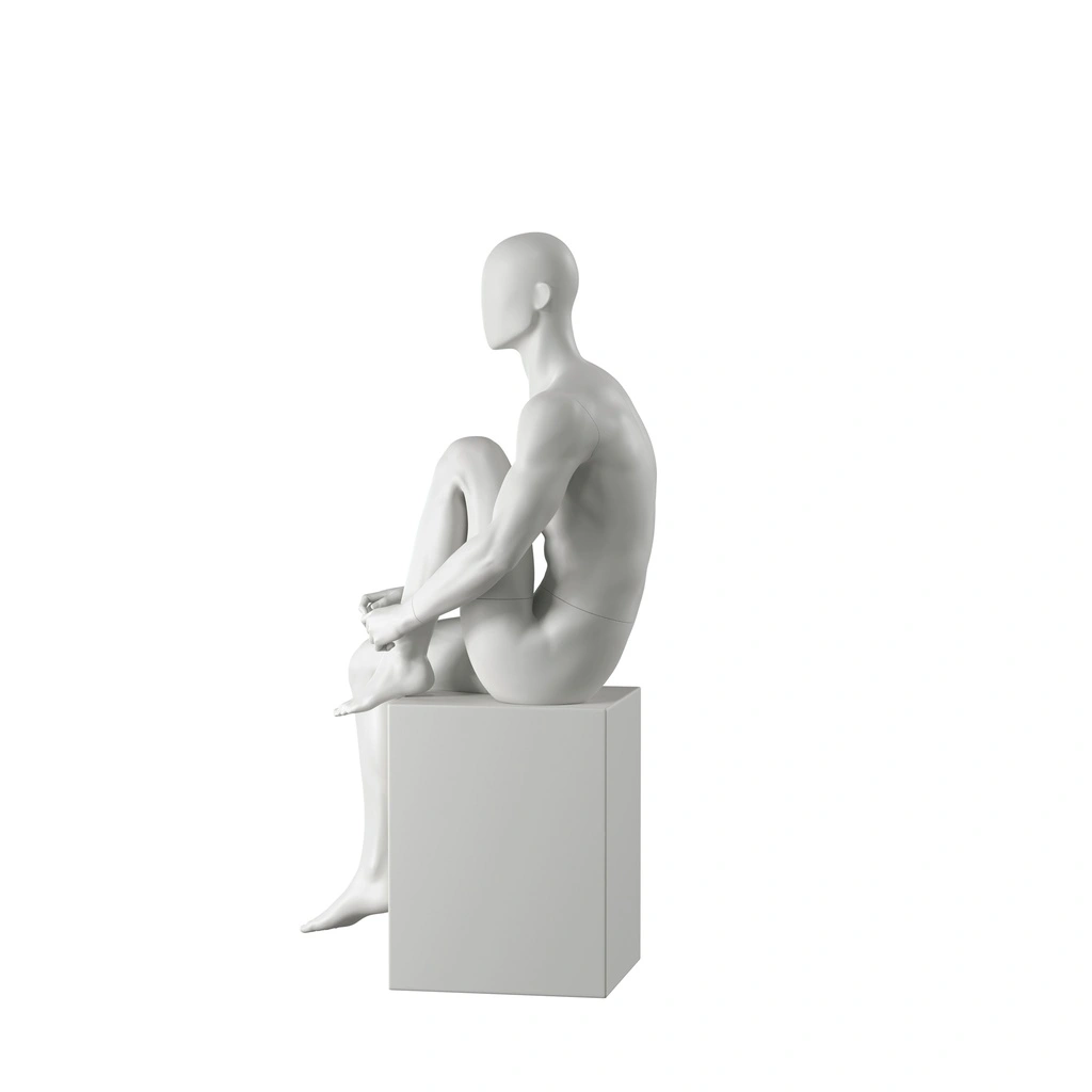 BINK - Mannequin sportif, homme, gris, tête abstraite, pose asisse 332