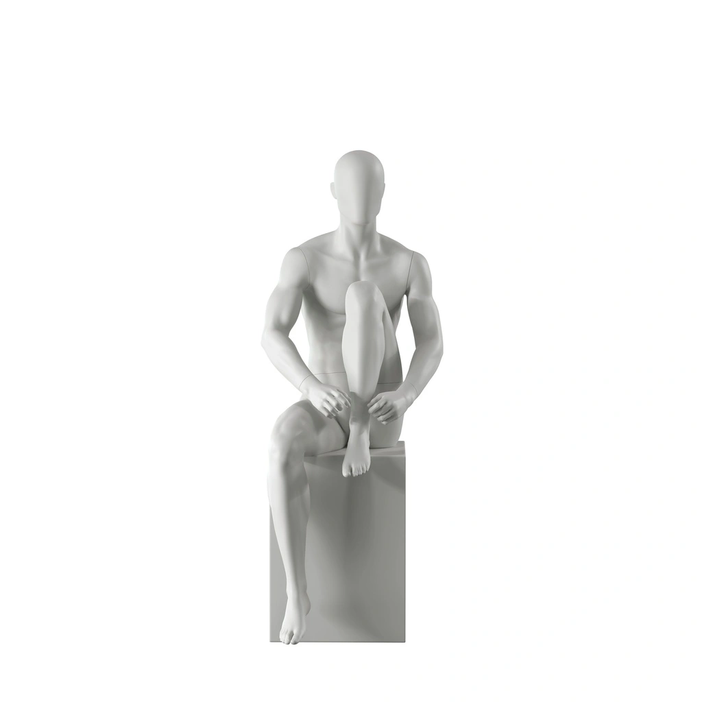BINK - Mannequin sportif, homme, gris, tête abstraite, pose asisse 332