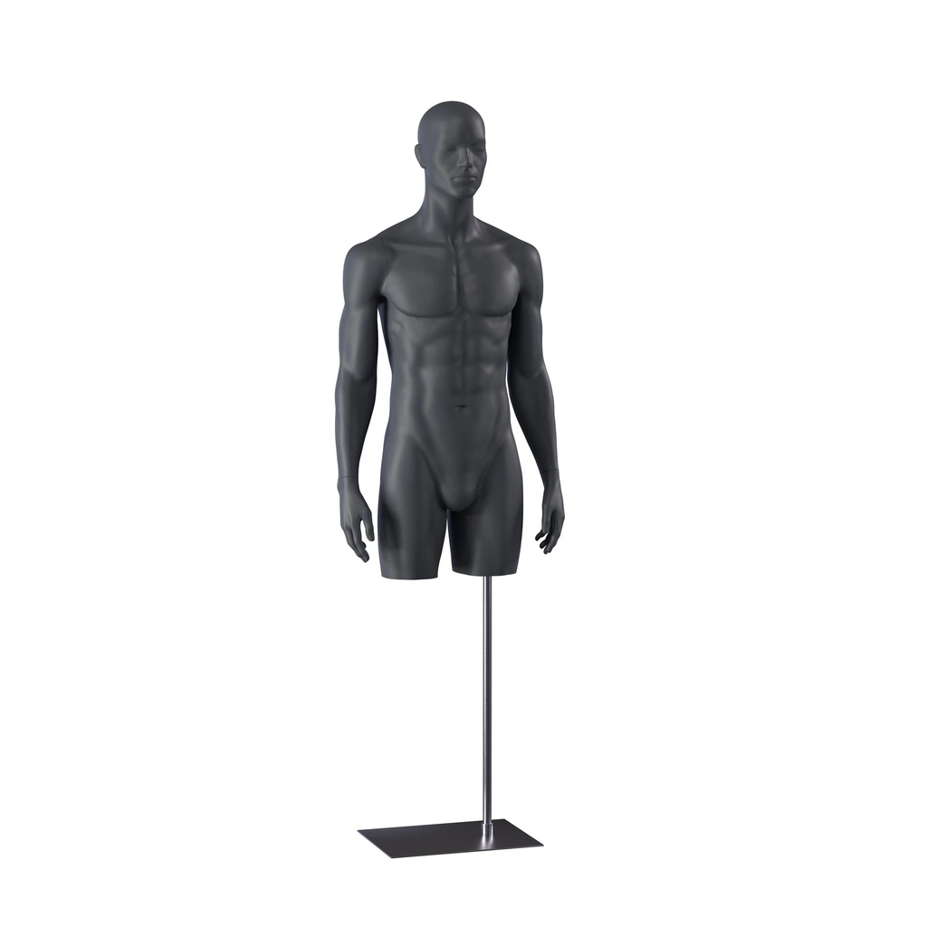 BINK - Sport torso with legs, male, graphite grey, metal base, stylisedt head, pose 501