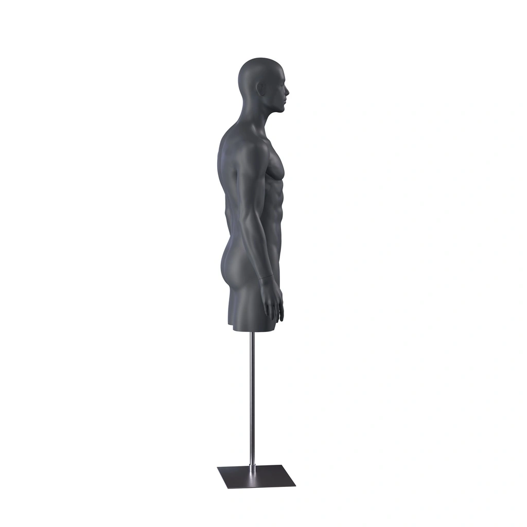 BINK - Sport torso with legs, male, graphite grey, metal base, stylisedt head, pose 501