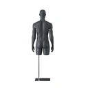 Sport herentorso met benen, grafiet grijs, metalen sokkel, gestilleerd hoofd, pose 501