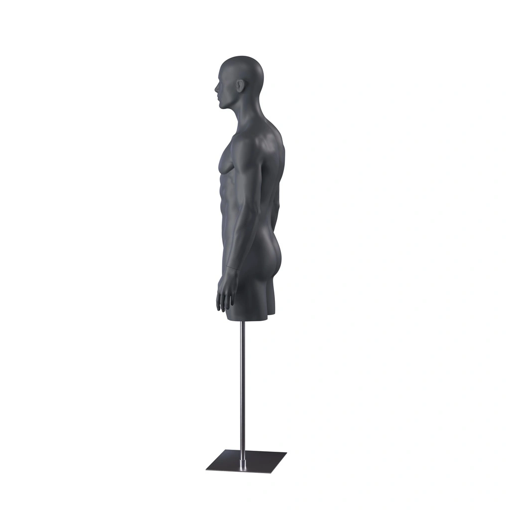 BINK - Sport torso with legs, male, graphite grey, metal base, stylisedt head, pose 501