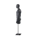 Sport herentorso met benen, grafiet grijs, metalen sokkel, gestilleerd hoofd, pose 501