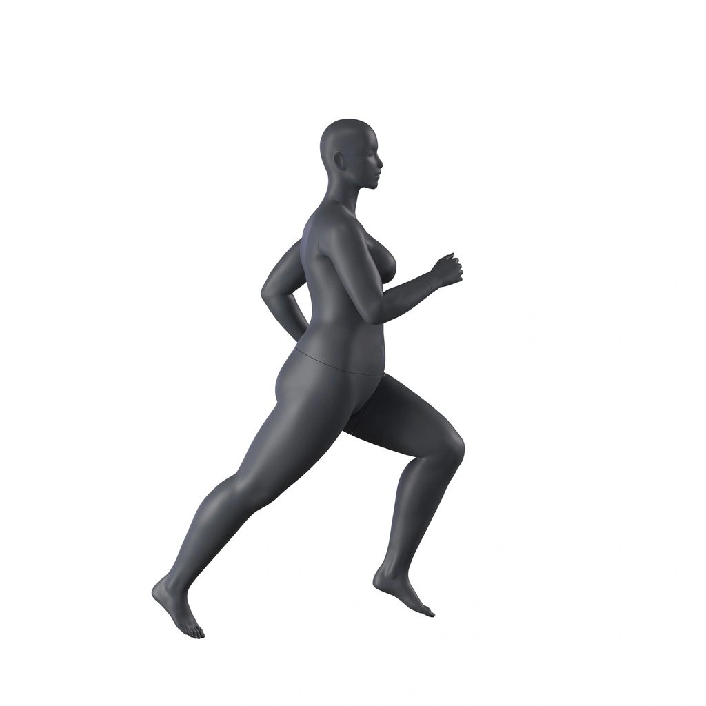 BINK - Running Schaufensterpuppe Dame, Plus-size-modell, graphitgrau, stillierten Kopf, stehende Pose 32