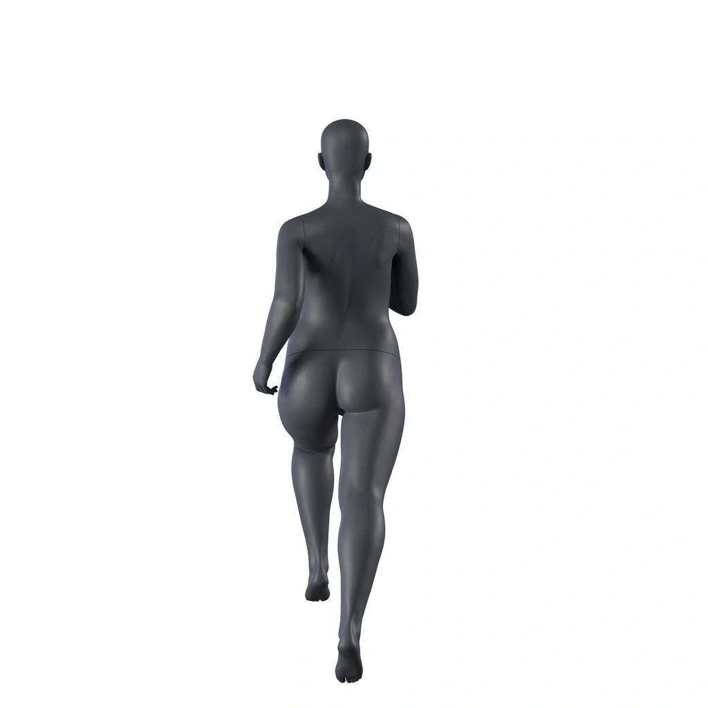 BINK - Running Schaufensterpuppe Dame, Plus-size-modell, graphitgrau, stillierten Kopf, stehende Pose 32